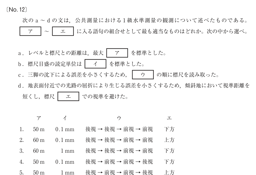 令和4年 測量士試験（午前） 問題（実際の試験問題）