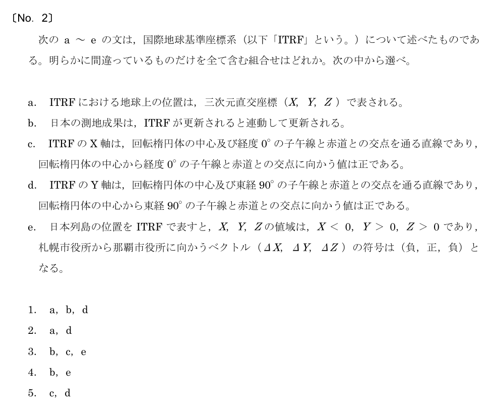 令和5年 測量士試験（午前） 問題（実際の試験問題）