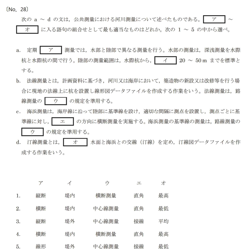 令和7年 測量士試験（午前） 問題（実際の試験問題）