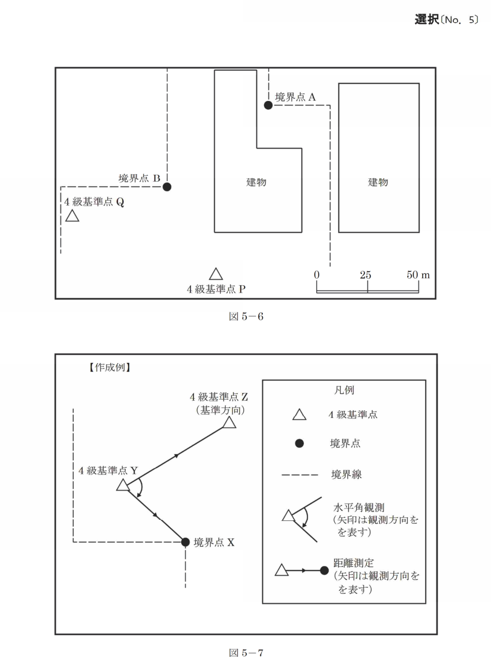 令和7年 測量士試験（午後） 問C-4　境界点間測量の観測図（作図） の問題