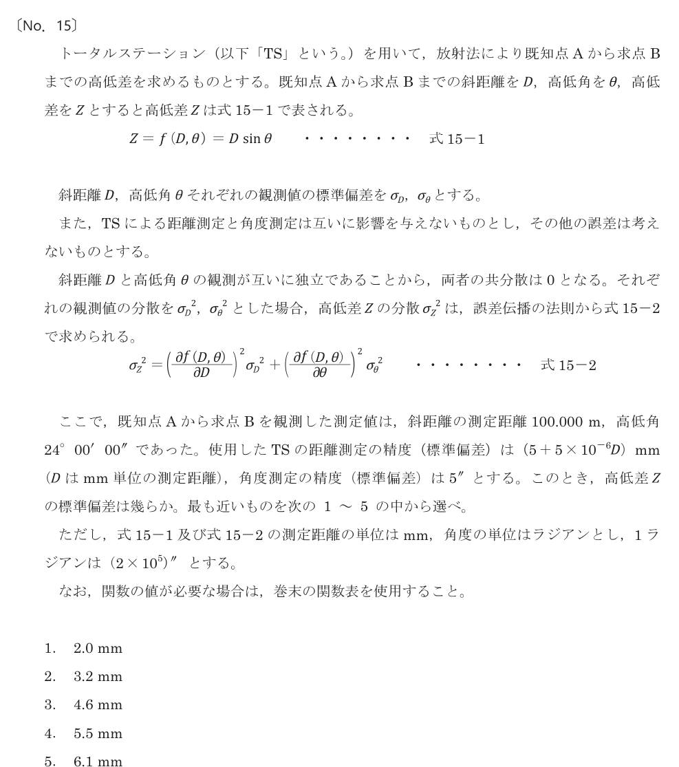 令和8年 測量士試験（午前） 問題（実際の試験問題）