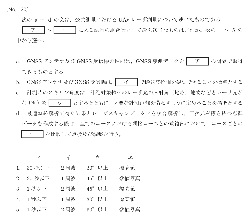 令和8年 測量士試験（午前） 問題（実際の試験問題）
